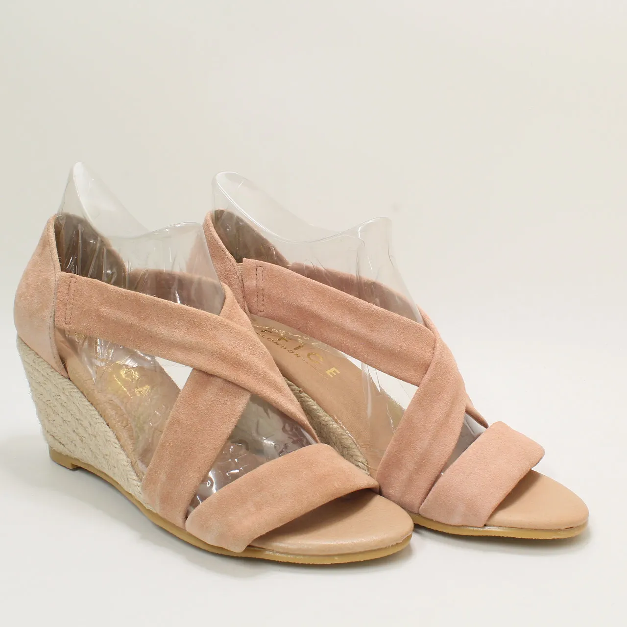 Womens Office Maiden Cross Strap Wedge Nude Suede Uk Size 6