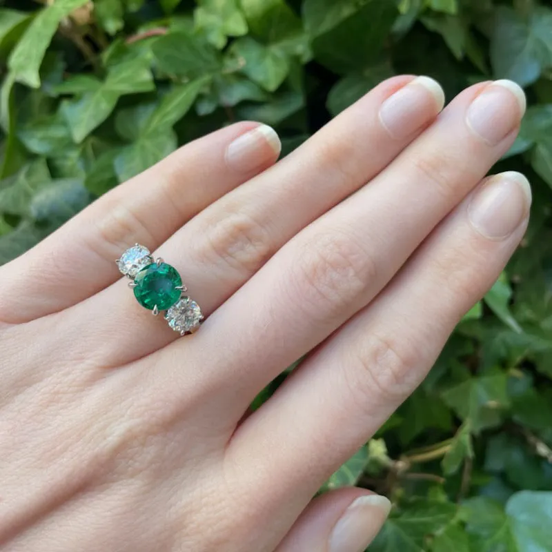 Zambian Emerald and Diamond Ring